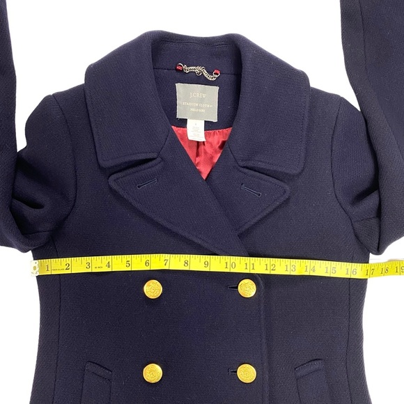 J. Crew Stadium Cloth by Nello Gori Wool Blend Classic Pea Coat Navy Blue 49360 - Picture 10 of 14